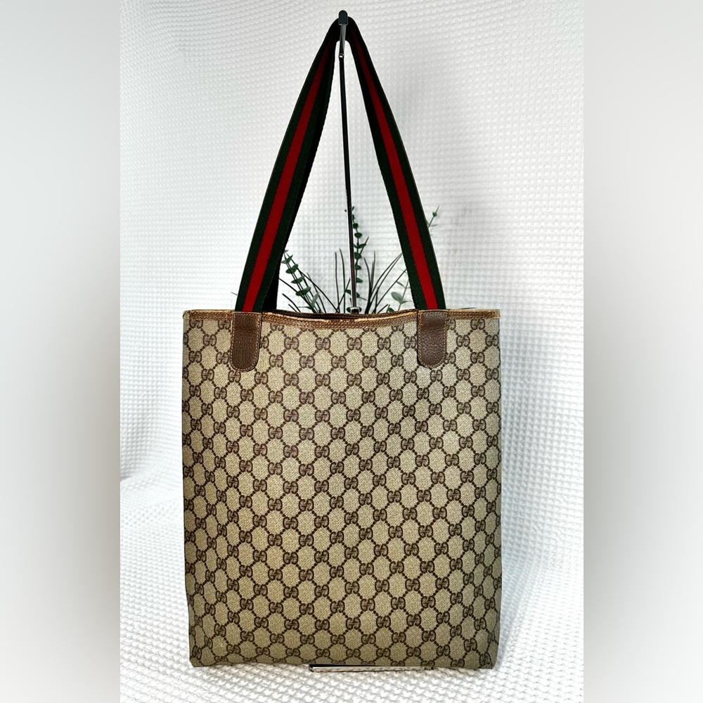 ❤️Vintage Gucci Web Strap Tote GG Supreme Canvas - Picture 3 of 15